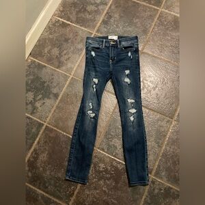 Abercrombie Kids Dark Blue Distressed High Rise Skinny Jeans Size 9/10.